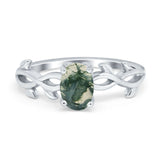 Infinity Oval Natural Stone Solitaire Ring