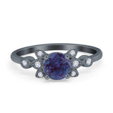 Art Deco Round Natural Stone Floral Ring
