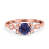 Art Deco Round Natural Stone Floral Ring