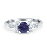 Art Deco Round Natural Stone Floral Ring