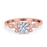 Art Deco Round Natural Stone Floral Ring