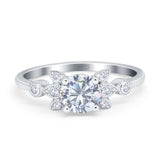 Art Deco Round Natural Stone Floral Ring