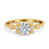 Art Deco Round Natural Stone Floral Ring