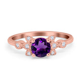 Art Deco Round Natural Stone Floral Ring