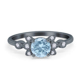 Art Deco Round Natural Stone Floral Ring