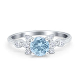 Art Deco Round Natural Stone Floral Ring