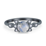Art Deco Round Natural Stone Floral Ring