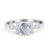Art Deco Round Natural Stone Floral Ring