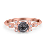 Art Deco Round Natural Stone Floral Ring