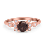 Art Deco Round Natural Stone Floral Ring