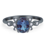 Art Deco Oval Natural Stone Floral Ring