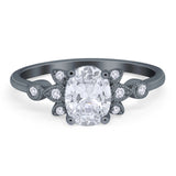 Art Deco Oval Natural Stone Floral Ring