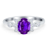 Art Deco Oval Natural Stone Floral Ring