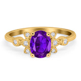 Art Deco Oval Natural Stone Floral Ring