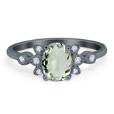 Art Deco Oval Natural Stone Floral Ring