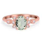 Art Deco Oval Natural Stone Floral Ring