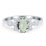 Art Deco Oval Natural Stone Floral Ring