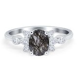 Art Deco Oval Natural Stone Floral Ring