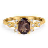Art Deco Oval Natural Stone Floral Ring