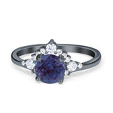 Art Deco Round Natural Stone Flower Ring