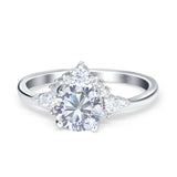 Art Deco Round Natural Stone Flower Ring