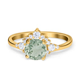 Art Deco Round Natural Stone Flower Ring