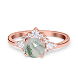 Art Deco Round Natural Stone Flower Ring