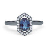 Art Deco Oval Natural Stone Hexagonal Ring