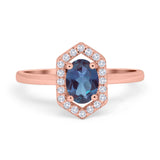 Art Deco Oval Natural Stone Hexagonal Ring
