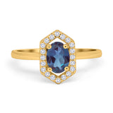 Art Deco Oval Natural Stone Hexagonal Ring