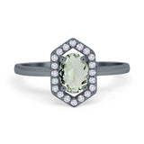 Art Deco Oval Natural Stone Hexagonal Ring