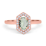 Art Deco Oval Natural Stone Hexagonal Ring