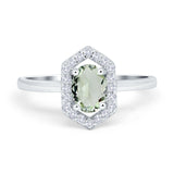 Art Deco Oval Natural Stone Hexagonal Ring