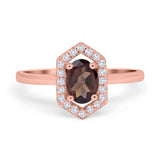Art Deco Oval Natural Stone Hexagonal Ring