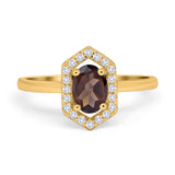 Art Deco Oval Natural Stone Hexagonal Ring