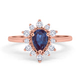 Pear Teardrop Natural Stone Floral Ring