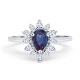 Pear Teardrop Natural Stone Floral Ring