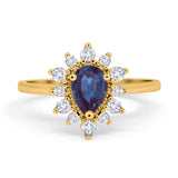 Pear Teardrop Natural Stone Floral Ring
