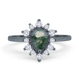 Pear Teardrop Natural Stone Floral Ring