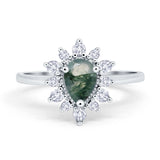 Pear Teardrop Natural Stone Floral Ring