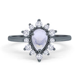 Pear Teardrop Natural Stone Floral Ring