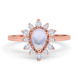 Pear Teardrop Natural Stone Floral Ring