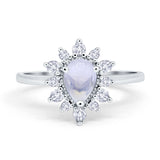 Pear Teardrop Natural Stone Floral Ring