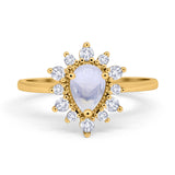 Pear Teardrop Natural Stone Floral Ring