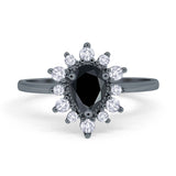 Pear Teardrop Natural Stone Floral Ring