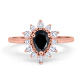 Pear Teardrop Natural Stone Floral Ring