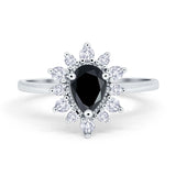 Pear Teardrop Natural Stone Floral Ring
