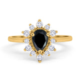 Pear Teardrop Natural Stone Floral Ring