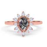 Pear Teardrop Natural Stone Floral Ring