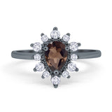 Pear Teardrop Natural Stone Floral Ring